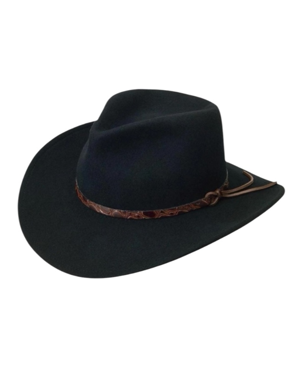 Black Creek Wool Hat Felt Outback Fedora Western Crushable Black M Medium New